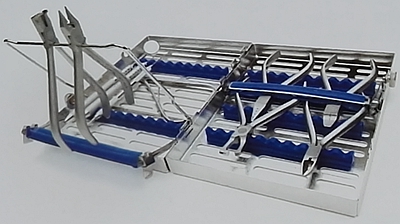 双层正畸大器械盒 外部尺寸6″×8″×1.5″(152mm×203mm×38mm)无附件区